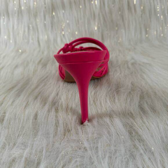 BCBGMAXAZRIA Allie Sandals Leather Fuschia Pink Square Toe Stiletto Heels 8.5M - Picture 6 of 8